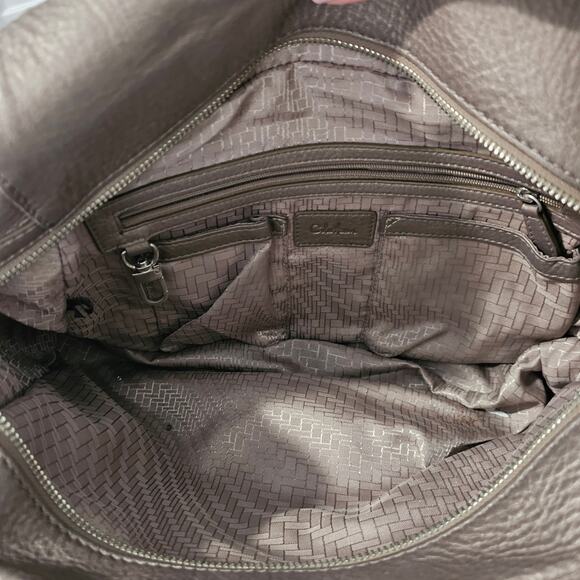 Cole Hann Pebbled Leather Bronze Pewter Shoulder Bag - Picture 5 of 10